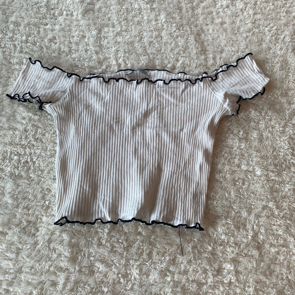 ZARA off the shoulder ribbed crop top